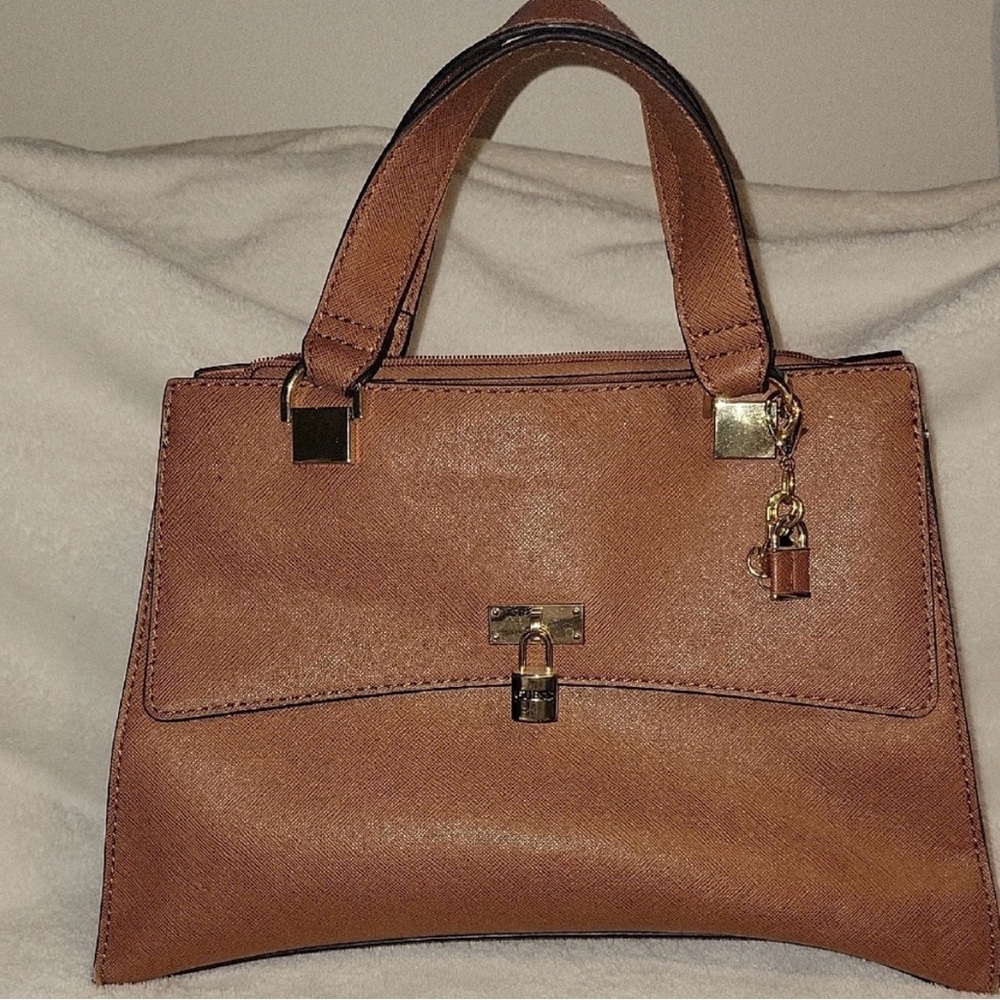 Guess Camel Handbag with Gold Details